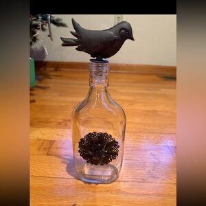 Bird design glass bottle and wall decor